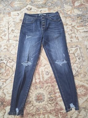 Celebrity Pink Dark Blue Distressed High-Rise Skinny Jeans